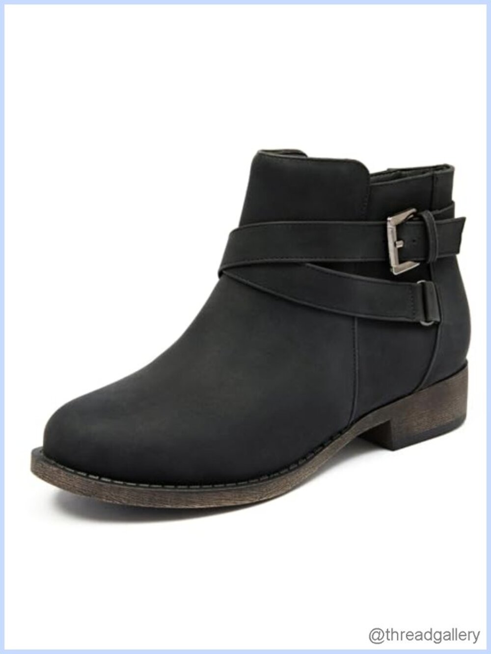 Women's Ankle Boots Faux Leather Low Heel Zip Booties